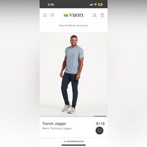 Vuori Transit Jogger Size Medium Color Navy
